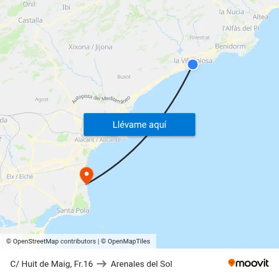 C/ Huit de Maig, Fr.16 to Arenales del Sol map