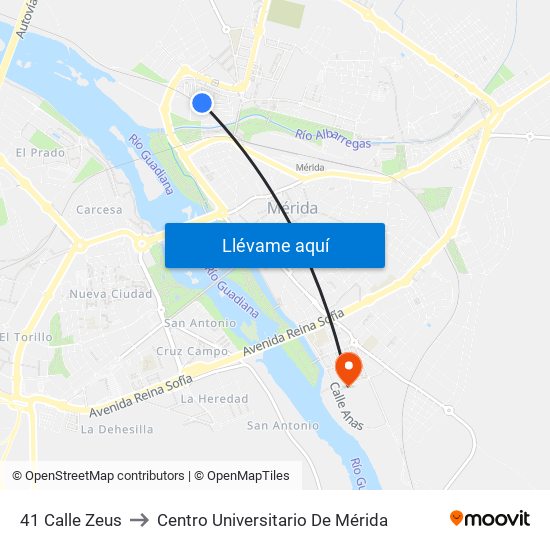 41 Calle Zeus to Centro Universitario De Mérida map