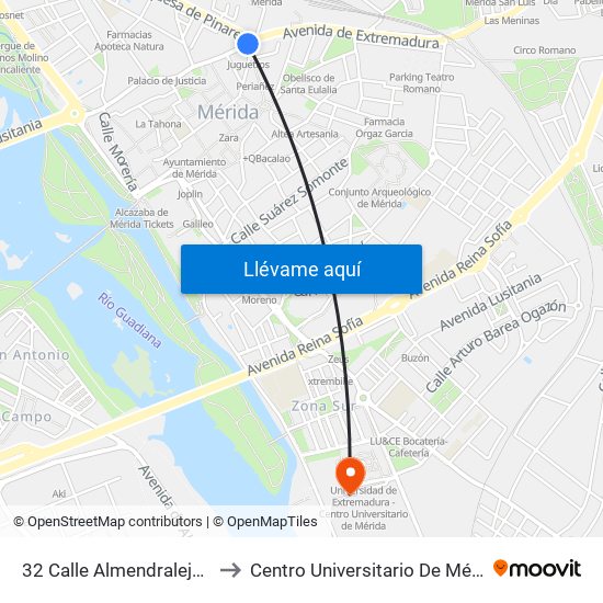 32 Calle Almendralejo 2ª to Centro Universitario De Mérida map