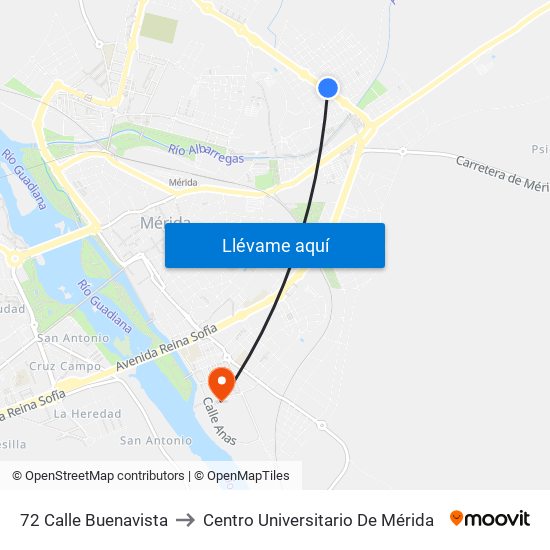 72 Calle Buenavista to Centro Universitario De Mérida map