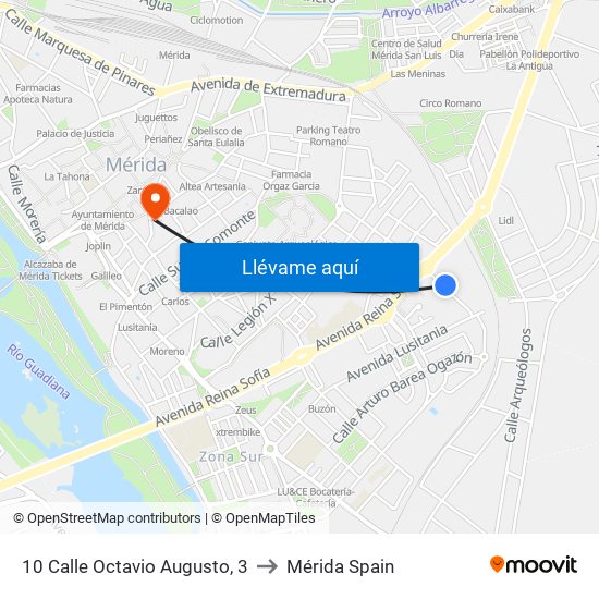 10 Calle Octavio Augusto, 3 to Mérida Spain map