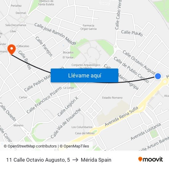 11 Calle Octavio Augusto, 5 to Mérida Spain map