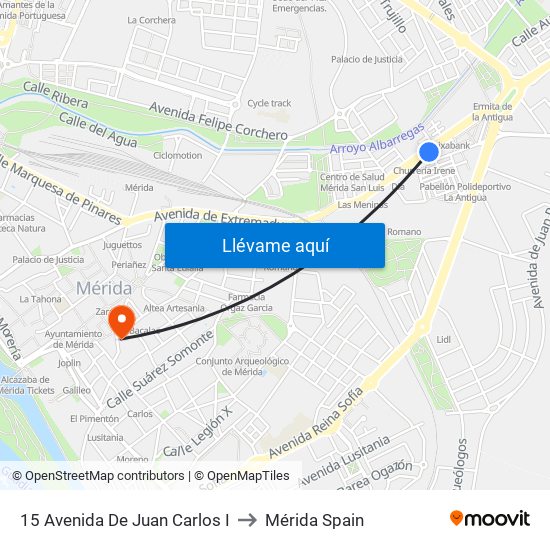 15 Avenida De Juan Carlos I to Mérida Spain map