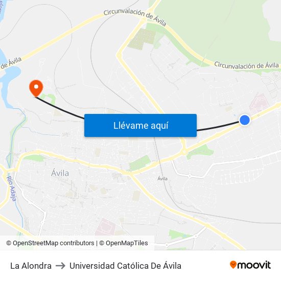 La Alondra to Universidad Católica De Ávila map