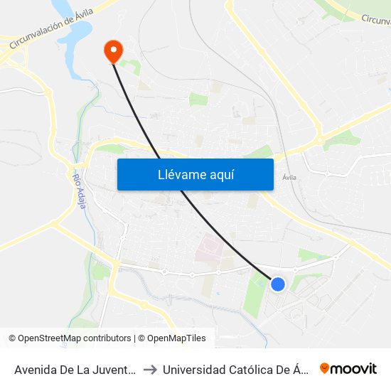 Avenida De La Juventud to Universidad Católica De Ávila map