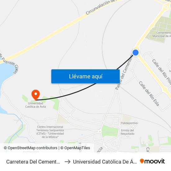 Carretera Del Cementerio to Universidad Católica De Ávila map