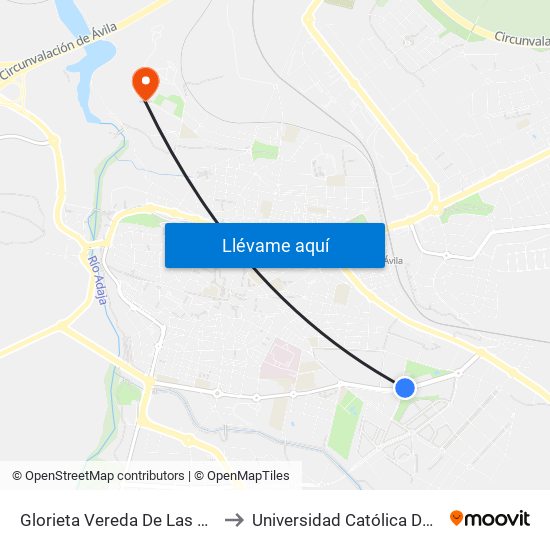 Glorieta Vereda De Las Mozas to Universidad Católica De Ávila map