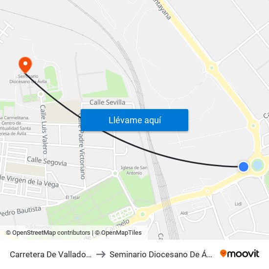 Carretera De Valladolid to Seminario Diocesano De Ávila map