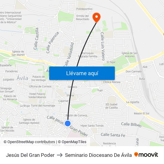 Jesús Del Gran Poder to Seminario Diocesano De Ávila map