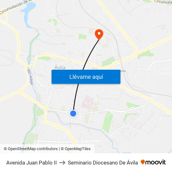 Avenida Juan Pablo II to Seminario Diocesano De Ávila map