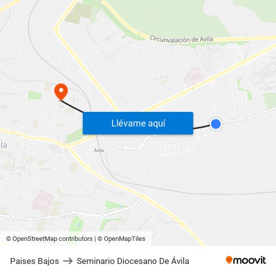 Paises Bajos to Seminario Diocesano De Ávila map