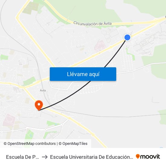 Escuela De Policía to Escuela Universitaria De Educación Y Turismo map