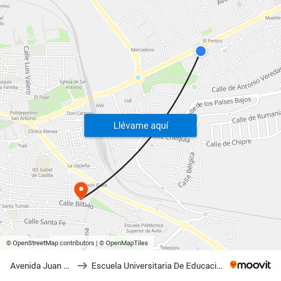 Avenida Juan Carlos I to Escuela Universitaria De Educación Y Turismo map