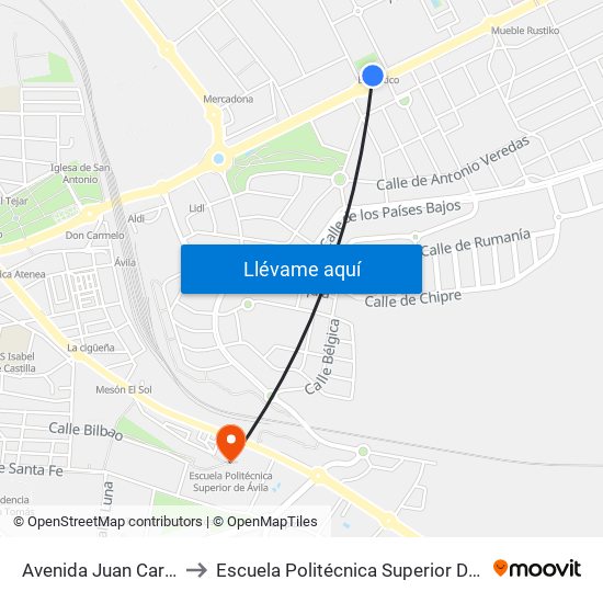 Avenida Juan Carlos I to Escuela Politécnica Superior De Ávila map