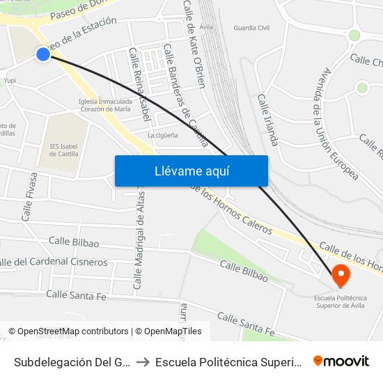 Subdelegación Del Gobierno to Escuela Politécnica Superior De Ávila map