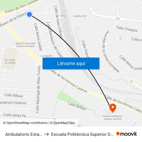 Ambulatorio Estación to Escuela Politécnica Superior De Ávila map