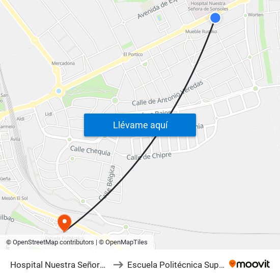 Hospital Nuestra Señora De Sonsoles to Escuela Politécnica Superior De Ávila map