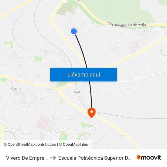 Vivero De Empresas to Escuela Politécnica Superior De Ávila map