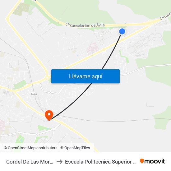 Cordel De Las Moruchas to Escuela Politécnica Superior De Ávila map