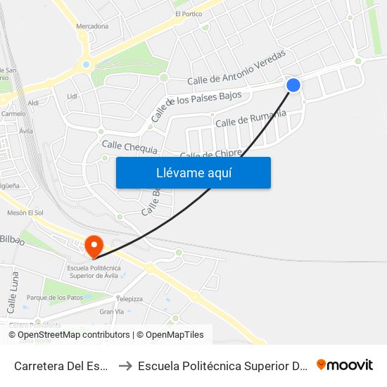 Carretera Del Espinar to Escuela Politécnica Superior De Ávila map