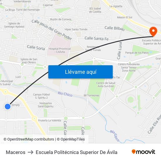 Maceros to Escuela Politécnica Superior De Ávila map