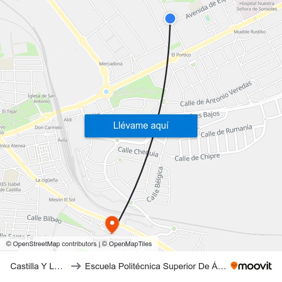 Castilla Y León to Escuela Politécnica Superior De Ávila map