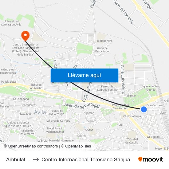 Ambulatorio Estación to Centro Internacional Teresiano Sanjuanista (Cites) - ""Universidad De La Mística"" map