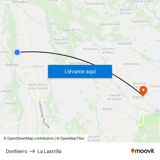 Donhierro to La Lastrilla map