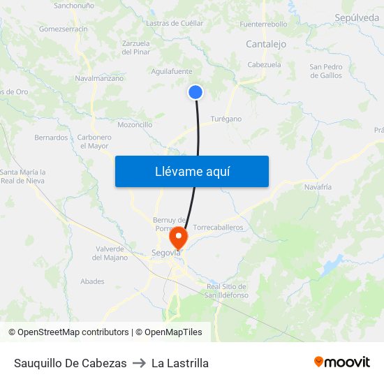 Sauquillo De Cabezas to La Lastrilla map