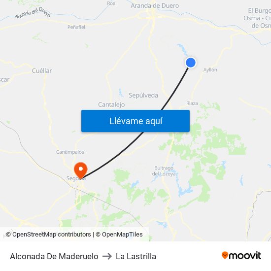 Alconada De Maderuelo to La Lastrilla map