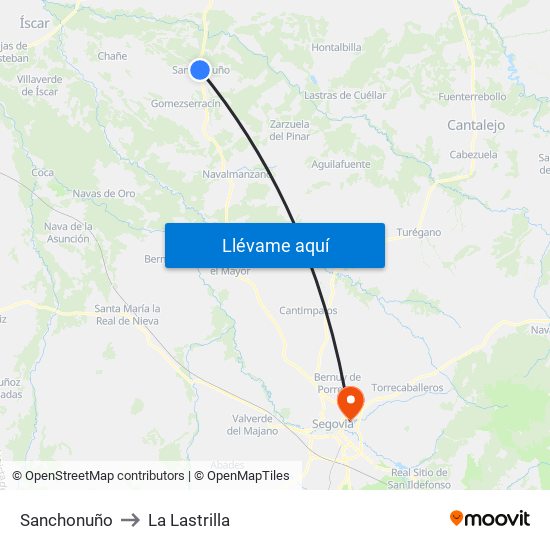Sanchonuño to La Lastrilla map