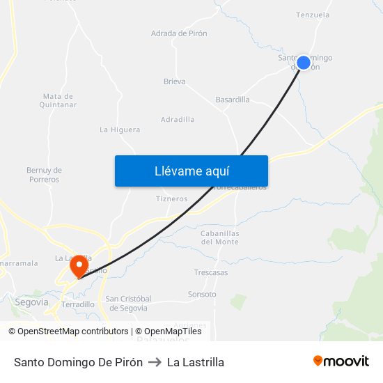 Santo Domingo De Pirón to La Lastrilla map