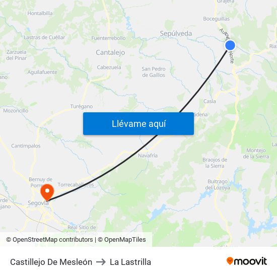 Castillejo De Mesleón to La Lastrilla map