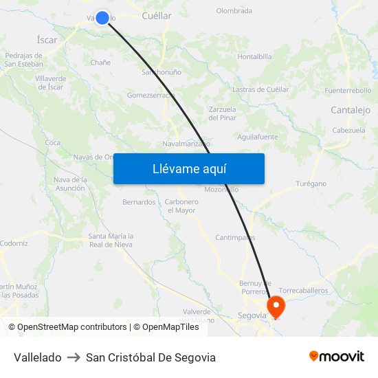 Vallelado to San Cristóbal De Segovia map