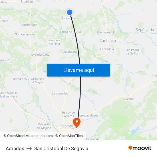 Adrados to San Cristóbal De Segovia map