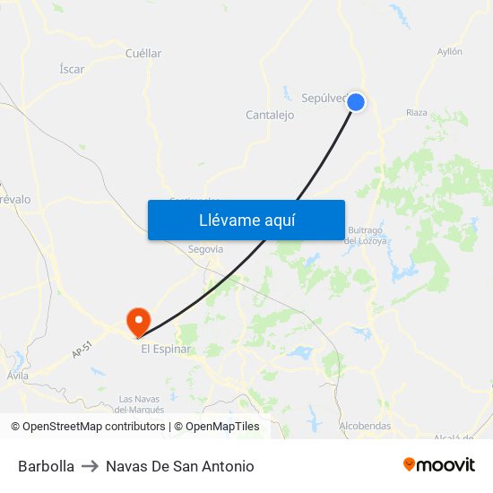 Barbolla to Navas De San Antonio map