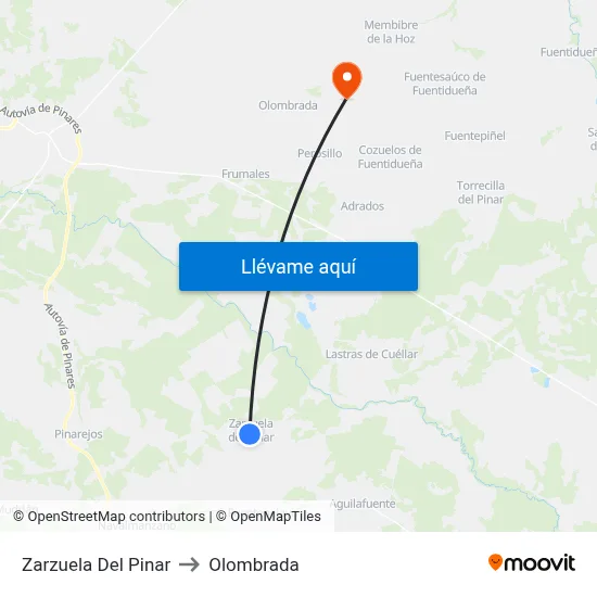 Zarzuela Del Pinar to Olombrada map