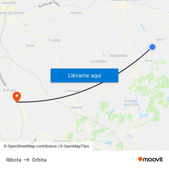 Ribota to Orbita map