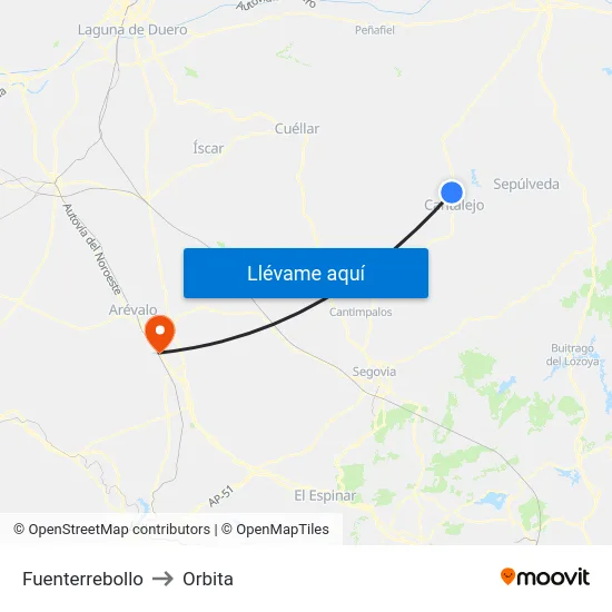 Fuenterrebollo to Orbita map