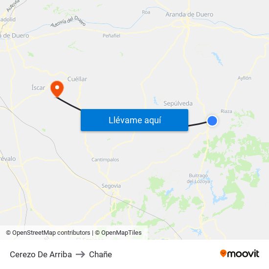 Cerezo De Arriba to Chañe map