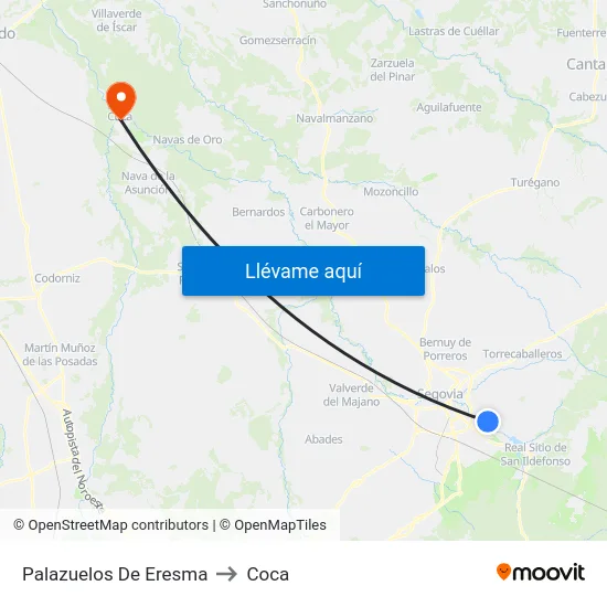 Palazuelos De Eresma to Coca map