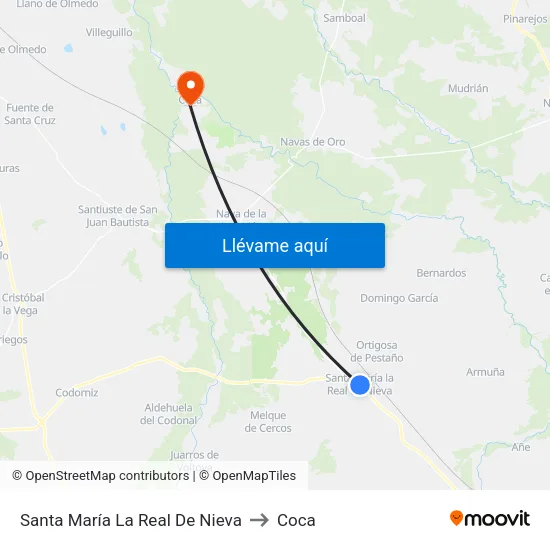 Santa María  La Real De Nieva to Coca map