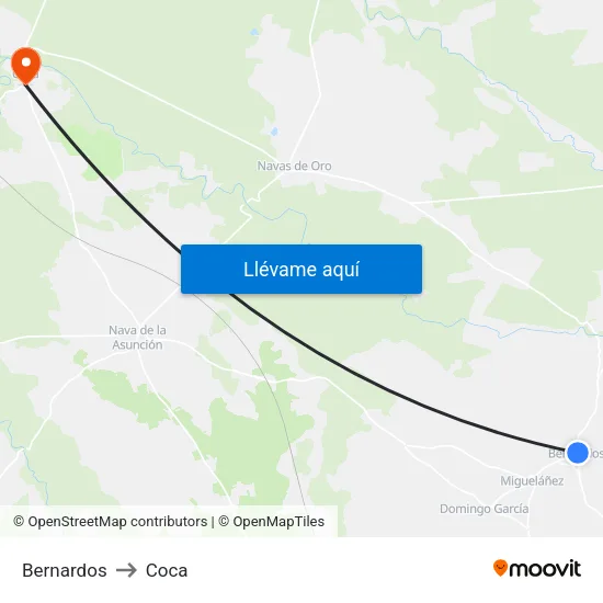 Bernardos to Coca map