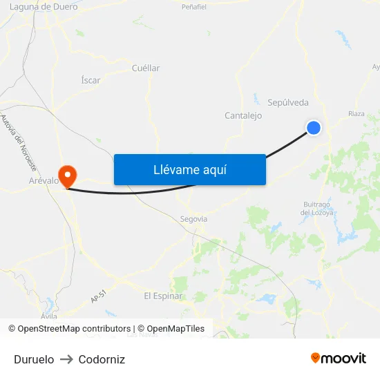 Duruelo to Codorniz map