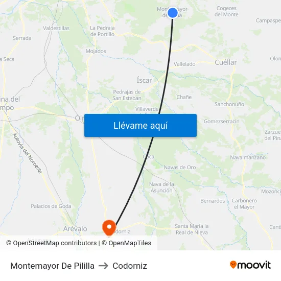 Montemayor De Pililla to Codorniz map