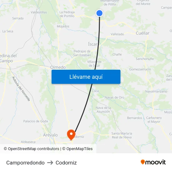 Camporredondo to Codorniz map