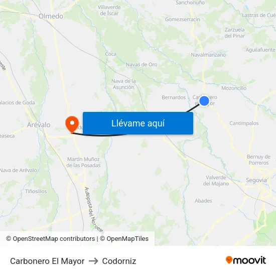 Carbonero El Mayor to Codorniz map