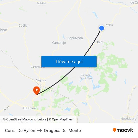 Corral De Ayllón to Ortigosa Del Monte map