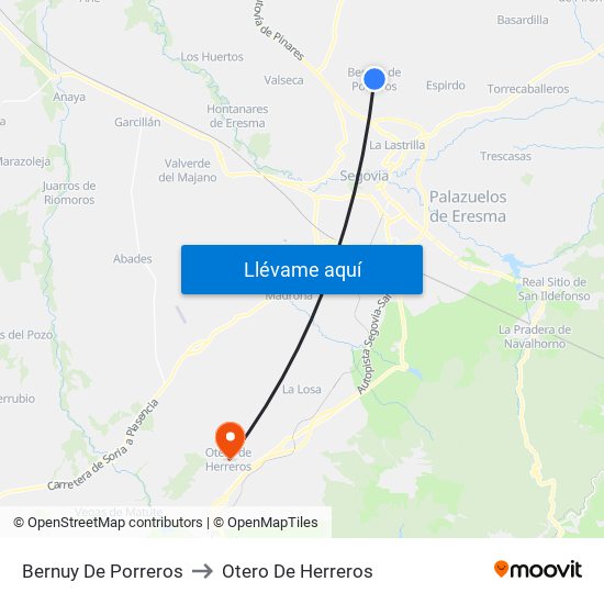 Bernuy De Porreros to Otero De Herreros map