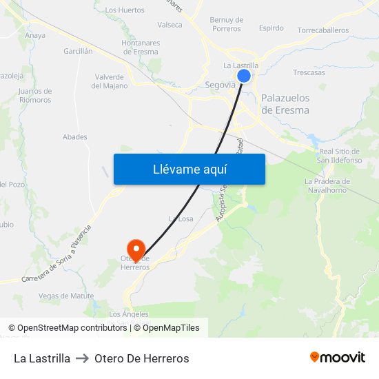 La Lastrilla to Otero De Herreros map